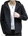 上着 メンズ ジップパーカー羽織もの(ブラック, M)