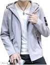 上着 メンズ ジップパーカー羽織もの(グレー, XL)