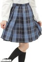 プリーツスカート チェック柄 丈48cm 膝上 スクールスカート 制服 女子高生 e244(マリンブルー, XL)