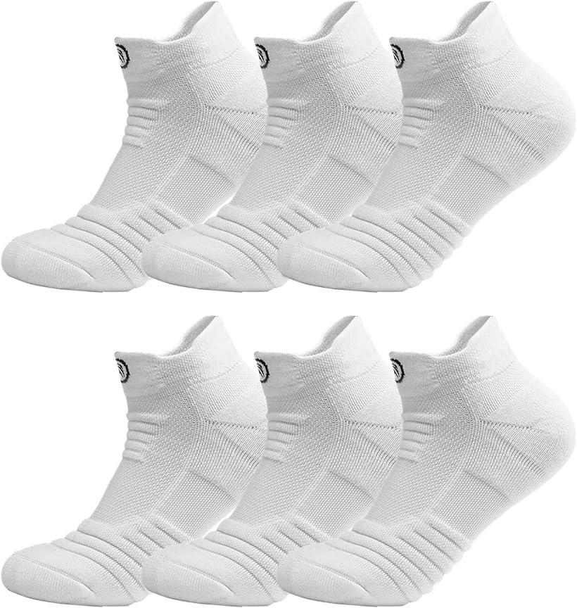 靴下 メンズ スポーツソックス 速乾 防臭 くるぶし 登山 ビジネスランニング 衝撃吸(ショートソックス　6足　ホワイト, 26.5 cm)