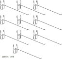 パネル フック メッシュ ラック 什器 ディスプレイ 備品 ハンガーフック 展示 200mm 10個(シルバー, 200mm 10個)
