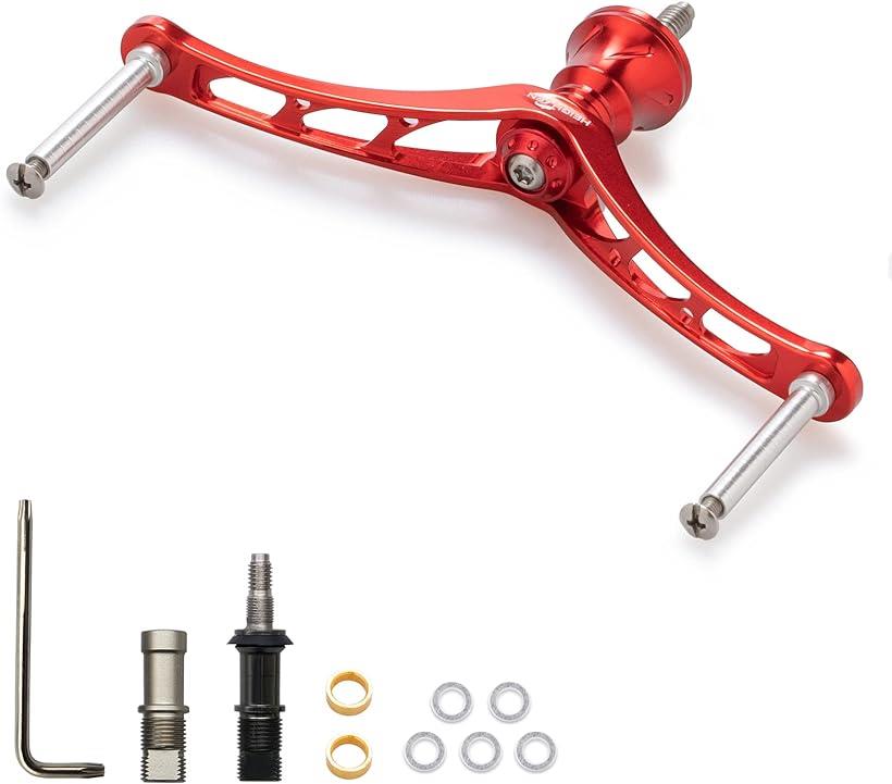 改良 リール ハンドル ノブなし シマノ Shimano ダイワ DAIWA 通用 5色 70航空アルミ製 スピニングリール用 V2.0 80mm レッド 312 (レッド V2.0, 80mm)