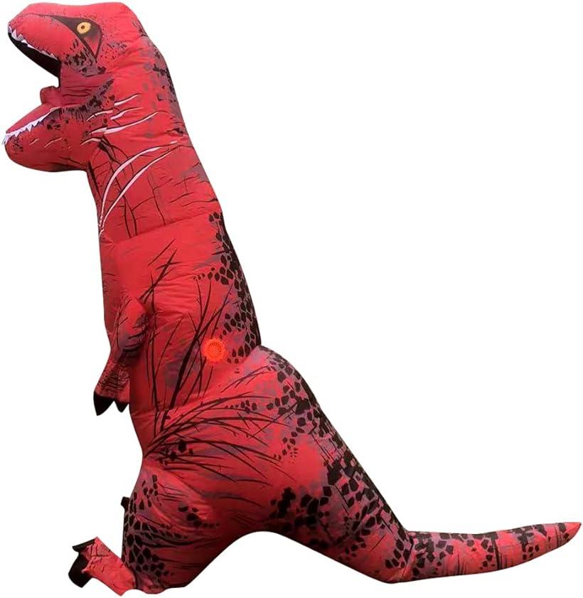 恐竜 きぐるみ ティラノサウルス インフレータブルコスプレ用着ぐるみ 4点セット 男女兼用 大人用( レッド)