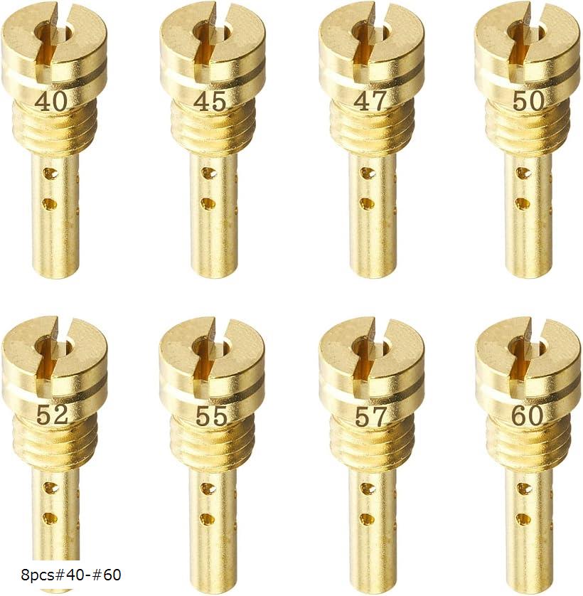 パイロットジェット セット 8サイズ 15X5.4ケーヒンFCRφ28キャブレター ジェットパイロット ゼファー/ZRX/ZZR/ZXR バイク用 ケーヒンFCR用 40-60(8pcs#40-#60)