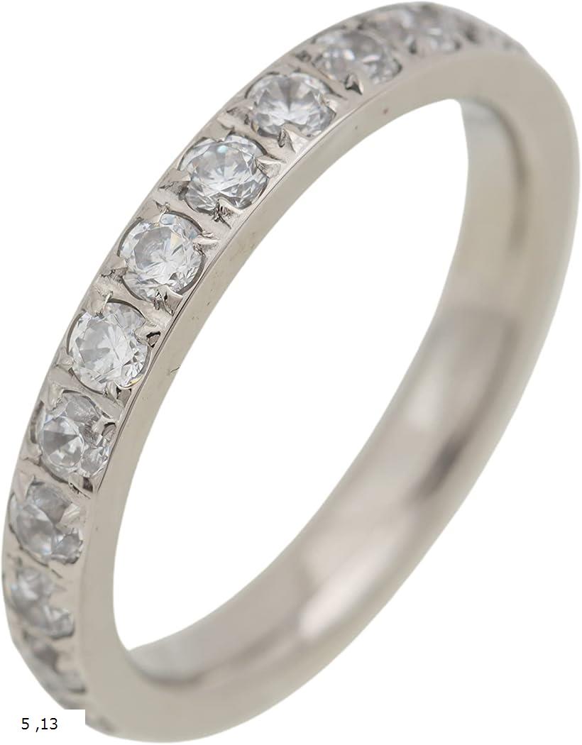 キュービックジルコニア フルエタニティリング サージカルステンレス ステディリング ギフト箱入 ギフトボックス付き シルバー 13号(シルバー)