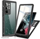 互換品SamsungギャラクシーS22 Ultra スクリーンプロテクター付き防水ケース 防塵 5G 2022用頑丈ケース ブラック(S22UBlack, S22U6.8inches)
