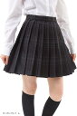 プリーツスカート チェック柄 ミニ スクールスカート 学生服(カーボングレイ, L)(4)