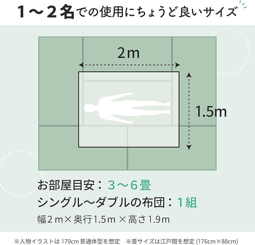 ホリックの蚊帳 特大 大きい キング サイズ キャンプ アウトドア ベビー ムカデ 防虫 対策 (ホワイト, 2m 開閉可 (本体のみ))｜アングル3