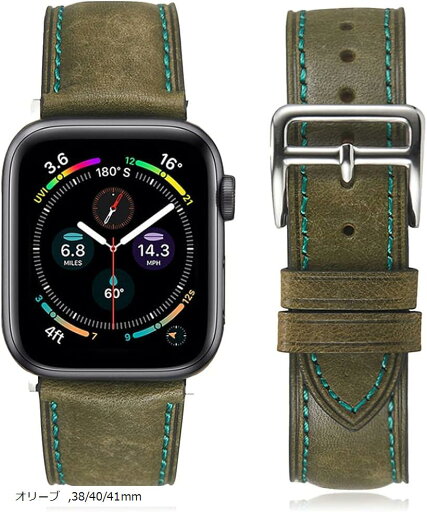 Apple Watch バンド プエブロレザー 本革 アップルウォッチ メンズ レディース(オリーブ, 38/40/41mm) Apple Watch バンド プエブロレザー 本革 アップルウォッチ メンズ レディース(オリーブ, 38/40/41mm)