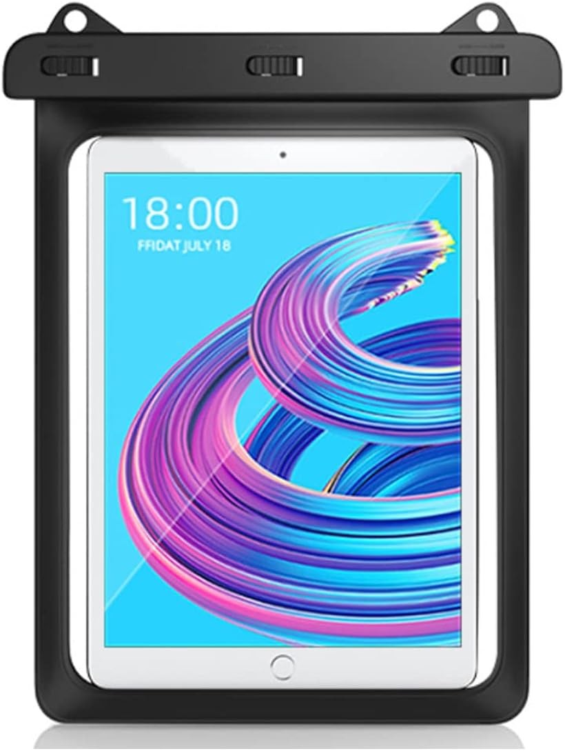 タブレット 防水ケース 12インチ iPad Pro mini Air Kindle 対応 お風呂 プール ブラック (ブラック)