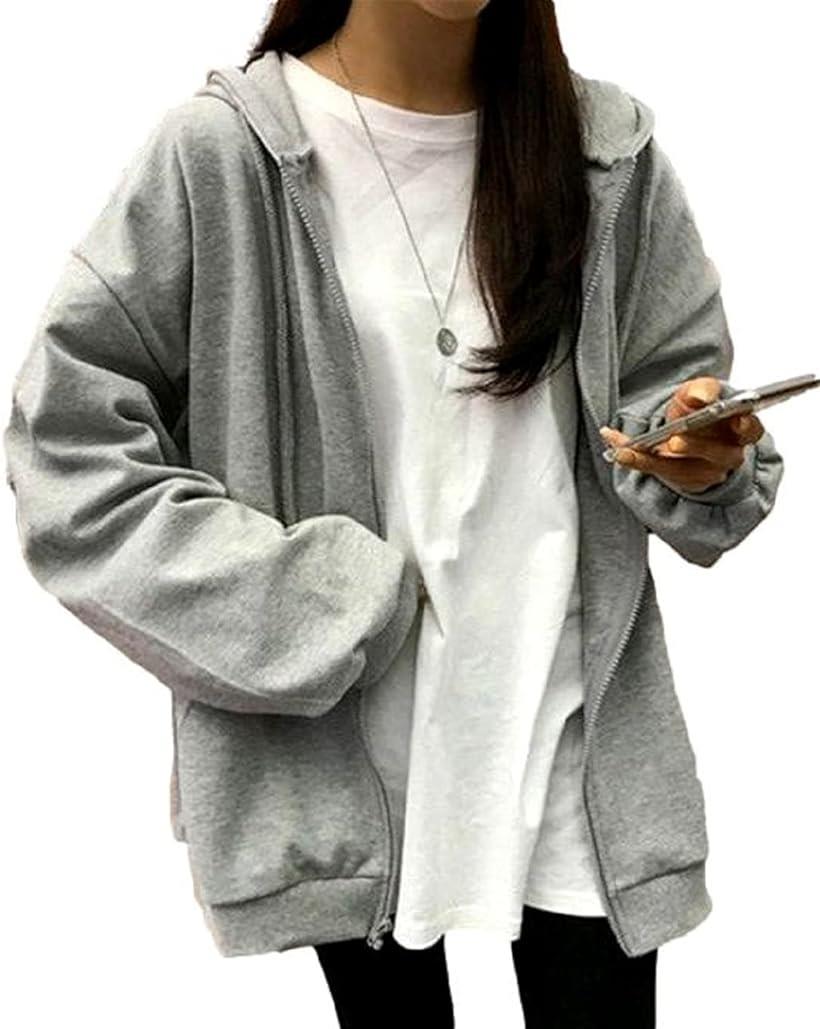 ニブンノイチスタイル パーカー ジップ アップ 薄手 裏 起毛 フード 無地 ビッグ レディース グレー M (グレー, M)