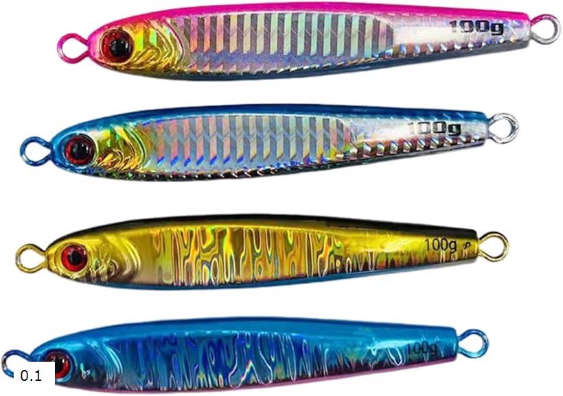 メタルジグ 4色 4本セット 100g 高比重 ベイトタイプ タングステン ジギング 鉛 ルアー シーバス 釣り具 タチウオ 太刀魚(ピンク・ブルー・ゴールド・ブルーピンク, 長さ13cm)