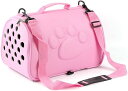 ペットキャリーバッグ ショルダーバッグ 携帯に便利 猫 犬 2WAY 折りたたみ式 コンパクトショルダーバッグ 肉球マーク( ピンク)