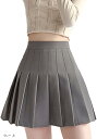 スカート プリーツスカート レディース ミニ ハイウエスト 丈38-39cm(グレー, S)
