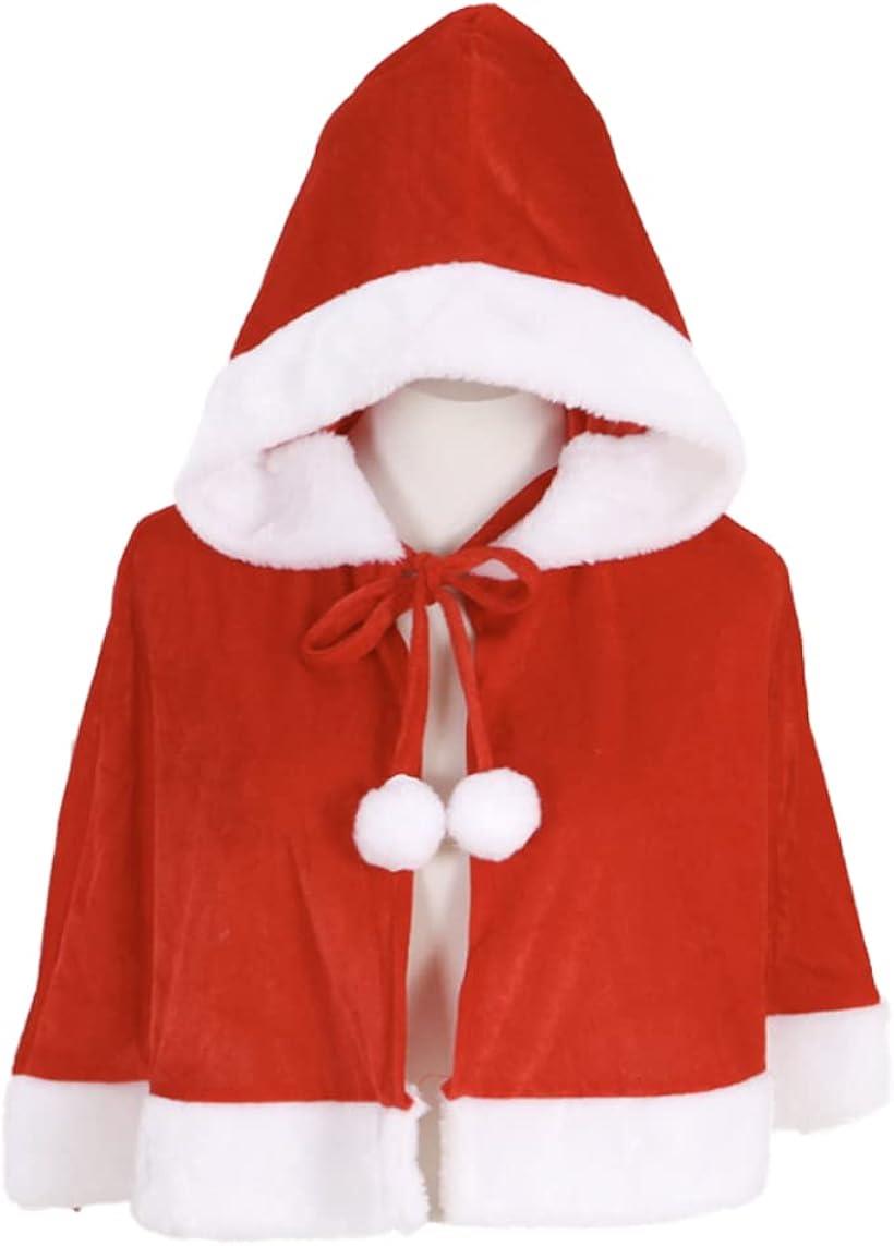 サンタクロース フード マント クリスマス ポンチョ ショート丈 ポンポン