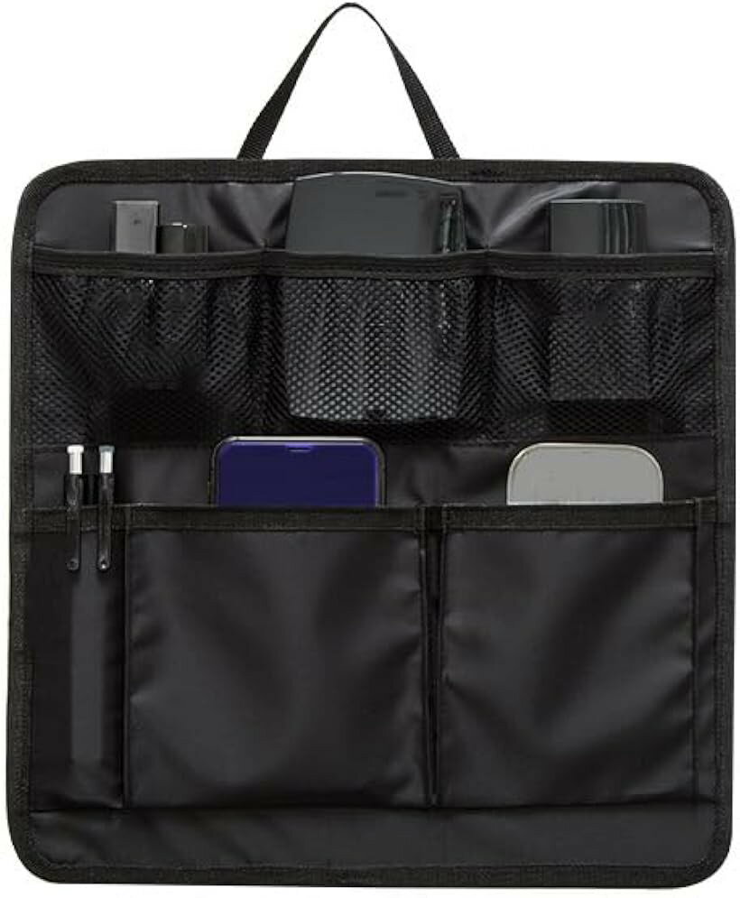 トラベルポーチ 薄型 スマホ 充電ケーブル モバイルバッテリー 出張 旅行に便利 ブラック (ブラック)