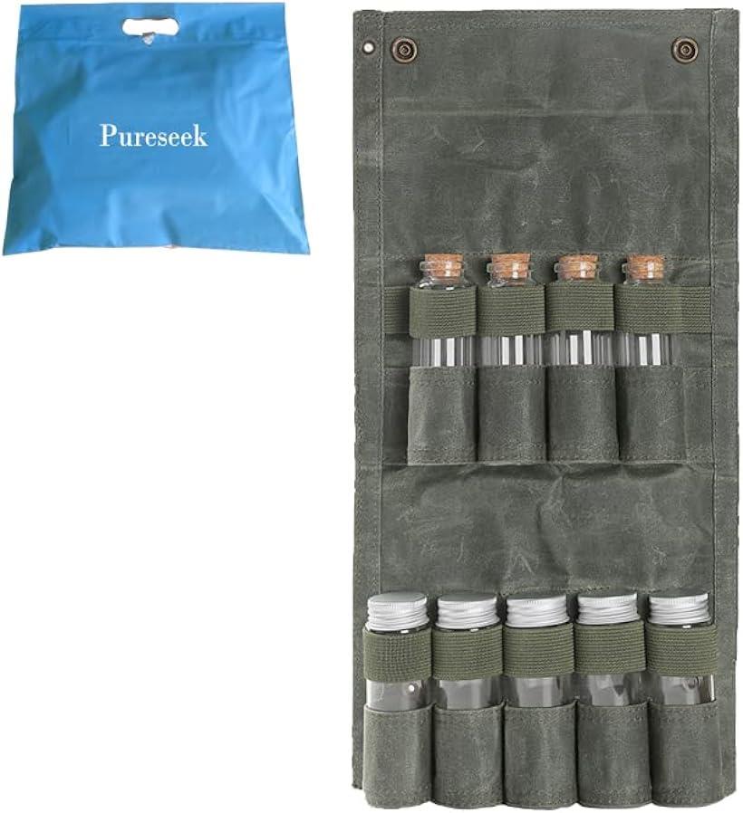 アウトドア用調味料入れ ケース 収納 バッグ スパイス ボックス ボトル付 アーミーグリーン (アーミーグリーン)