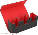 トレカ デッキケース マグネットで取り外し可能 カードケース トレーディング レザー ホルダー ストレージ ブラック&レッド(ブラック&レッド, ダイス入れなし...