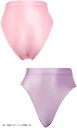 光沢 ブルマ ハイウエスト ランジェリー ビューティパンツ(桃・浅紫/レギュラー2枚組, XL)