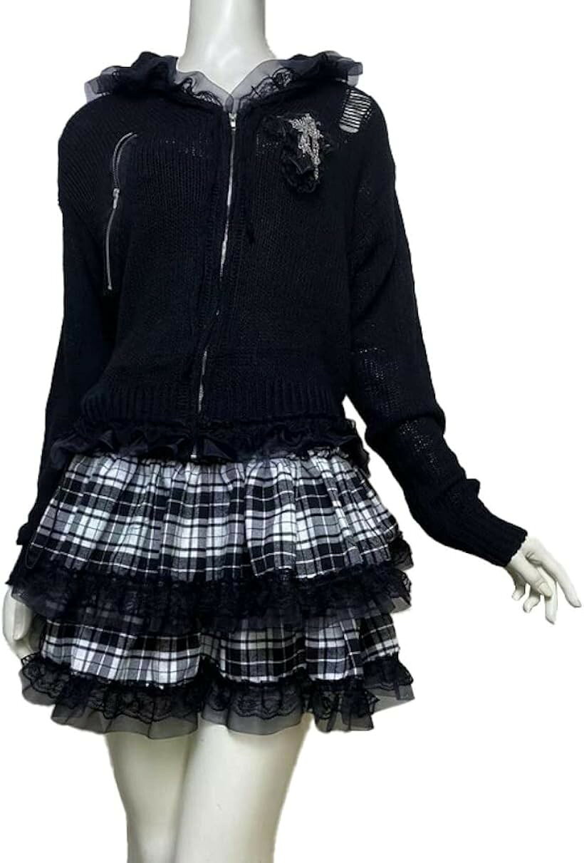 ホリックのフリフリ ウエストゴム スカート フリーサイズ B/白黒チェック (B/白黒チェック, Free Size)｜アングル3
