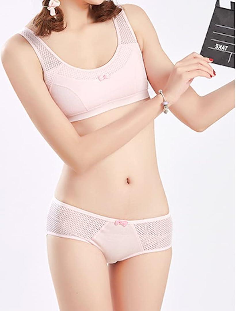 ホリックのリアルJSシリーズ ノンワイヤー メッシュ仕様 ブラジャー ショーツ セット スポブラ ピンク 75/L (ピンク, 75/L)｜アングル3