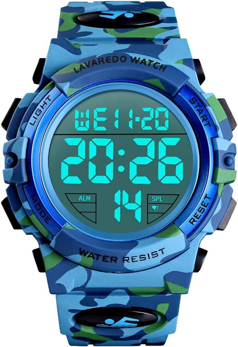 腕時計 メンズ デジタル 50メートル防水 日付 曜日 アラーム LED表示 多機能付き 防水腕時計 取扱説明書付き( 09-ライト ブルー)