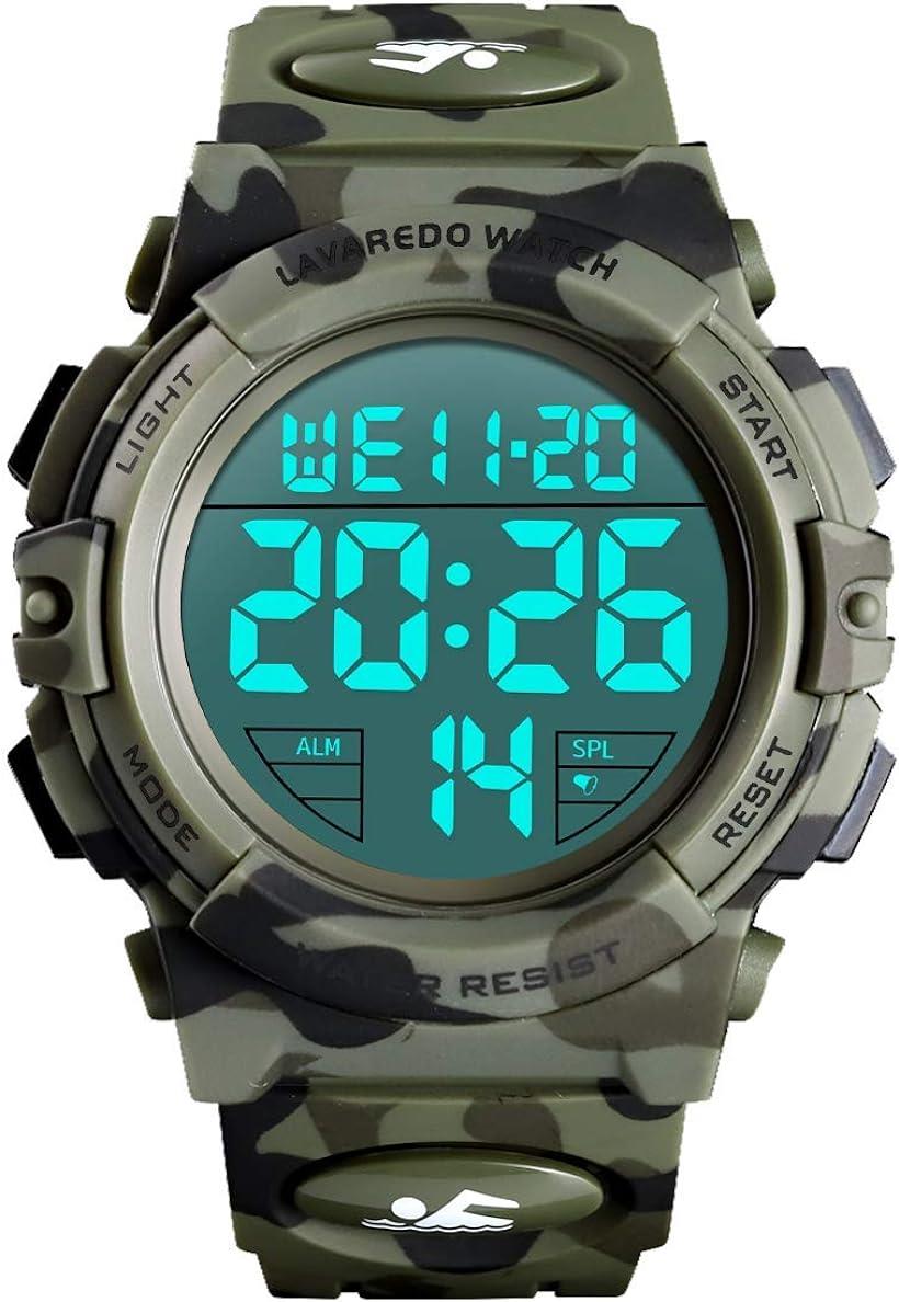 腕時計 メンズ デジタル 50メートル防水 日付 曜日 アラーム LED表示 多機能付き 防水腕時計 取扱説明書付き( 07-迷彩 グリーン)