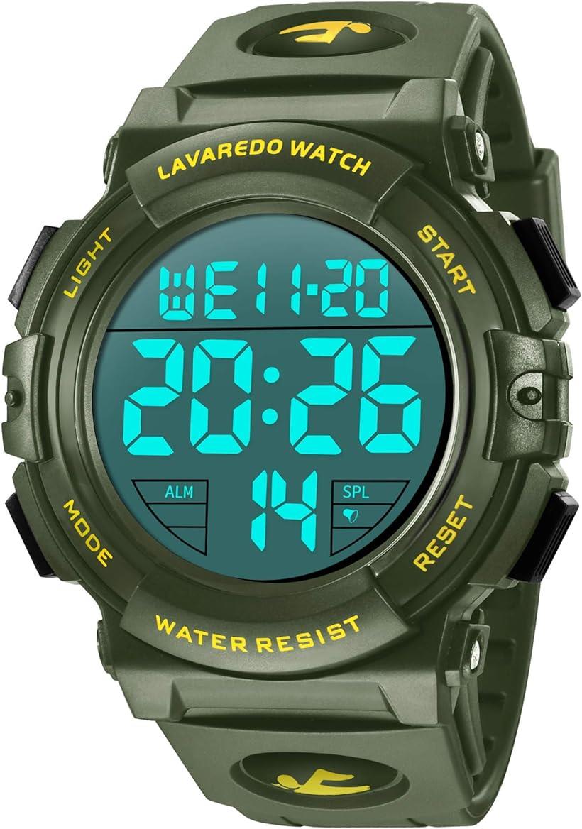 腕時計 メンズ デジタル 50メートル防水 日付 曜日 アラーム LED表示 多機能付き 防水腕時計 取扱説明書付き( 05-グリーン)