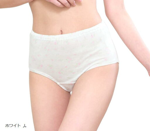 Smile LaLa レディース 女性 ショーツ パンツ ゆったり 花柄 深履き(ホワイト, L) Smile LaLa レディース 女性 ショーツ パンツ ゆったり 花柄 深履き(ホワイト, L)