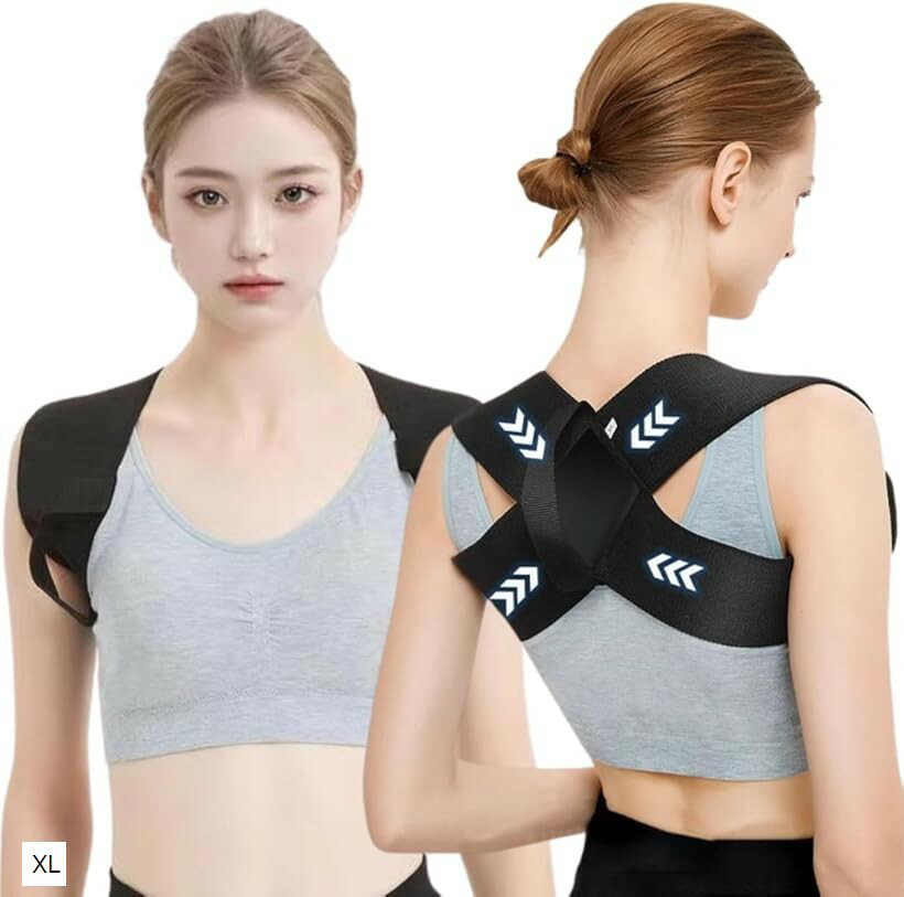 姿勢サポーター 猫背ベルト 姿勢ベルト 背筋 背中用 美姿勢 理学療法士オススメ 肩甲骨サポーター 薄型 巻き肩 調節可能 男女兼用 脱着簡単 (XL)