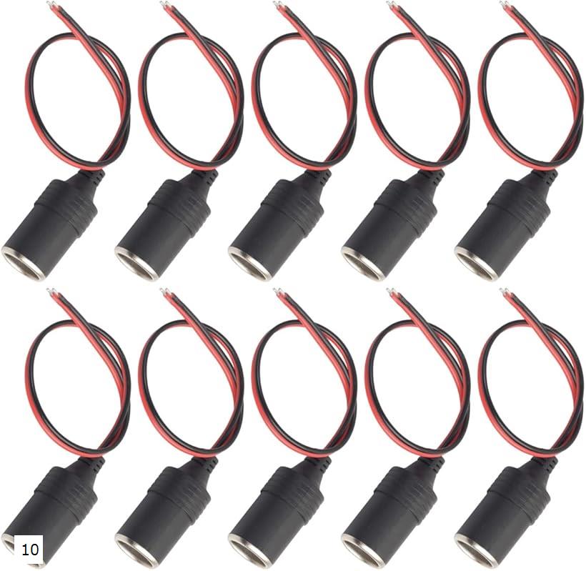 互換品 シガーソケット車用 電源プラグ メスソケット 12V / 24V車可能 10個セット