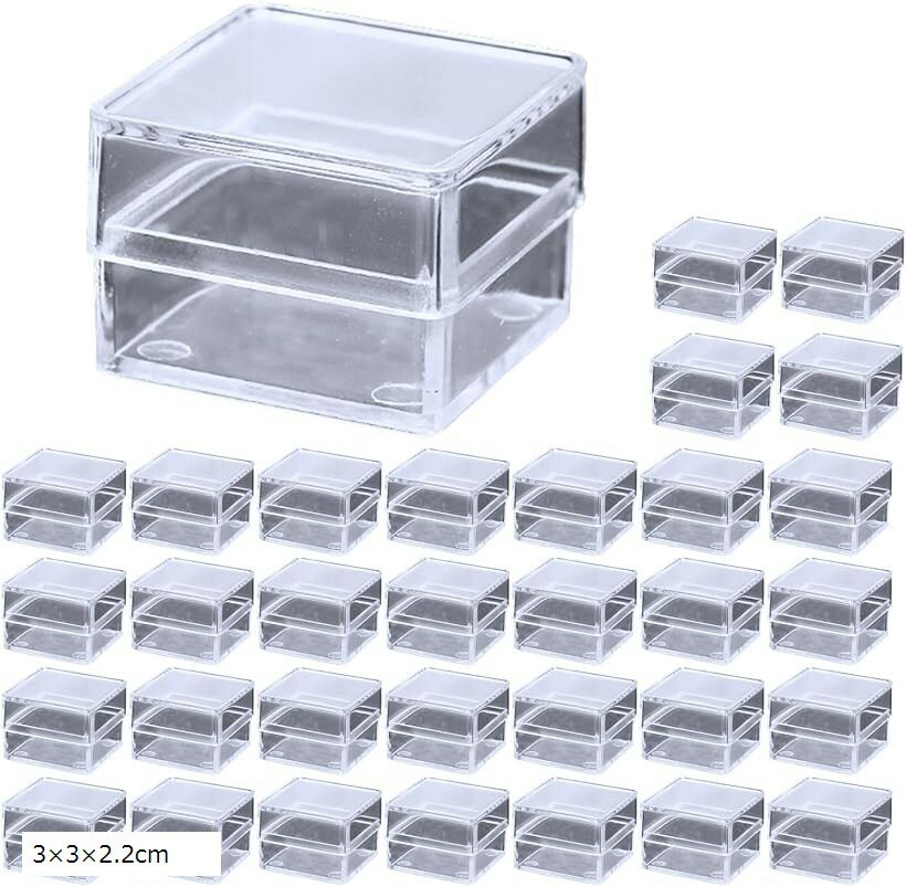 Showcases - プラスチックケース 正方形 35個セット 小物 収納ケース 小分け 整理 立方体 箱 部品 アクセサリー 3x3x2.2cm (3x3x2.2cm)