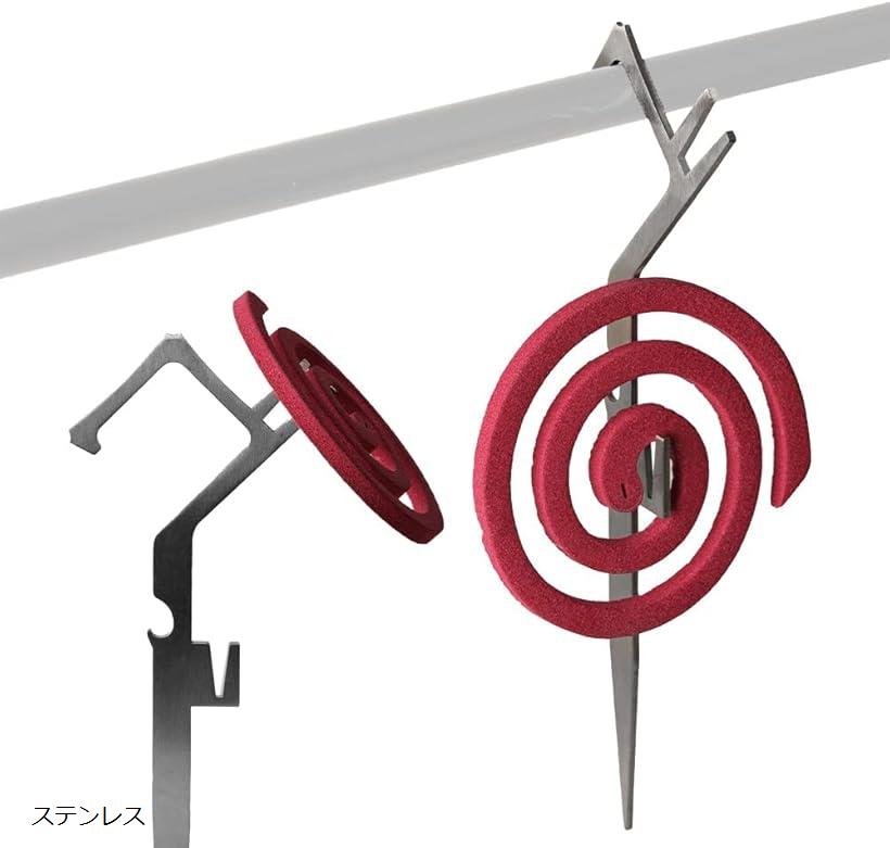 2本セット 蚊取り線香ホルダー アウトドア キャンプ用 カトリペグ 蚊取り線香立て スタンド ペグ型 吊り下げ可 ステンレス製(ステンレス)