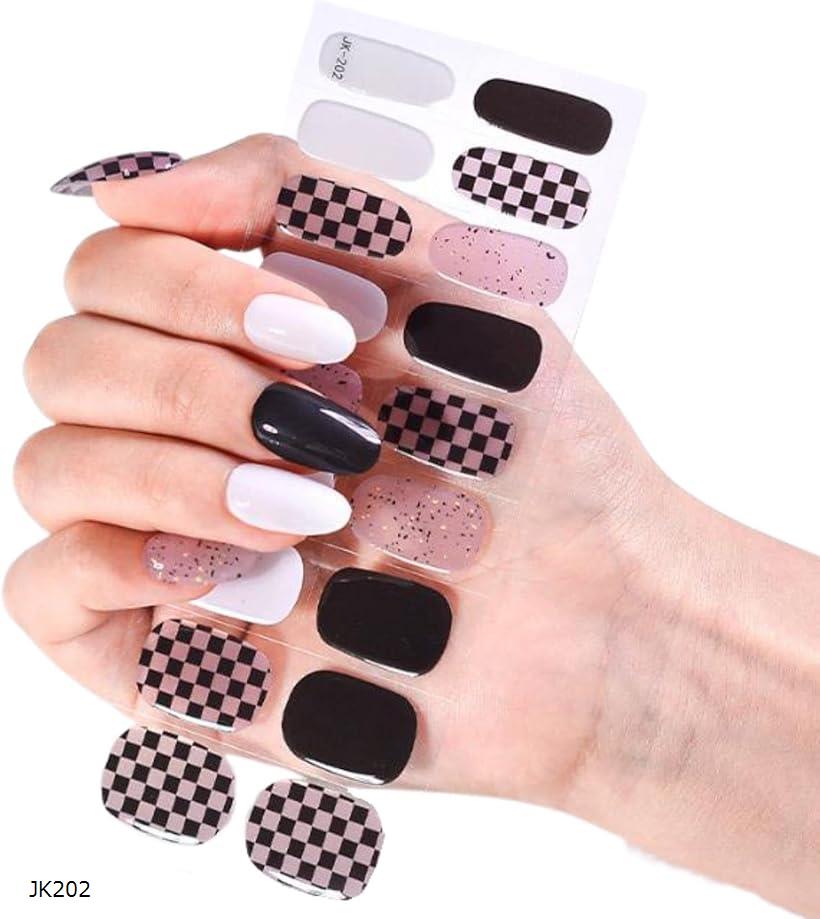 ジェルネイルシール 硬化タイプ 手用 貼るだけ チェック(JK202)