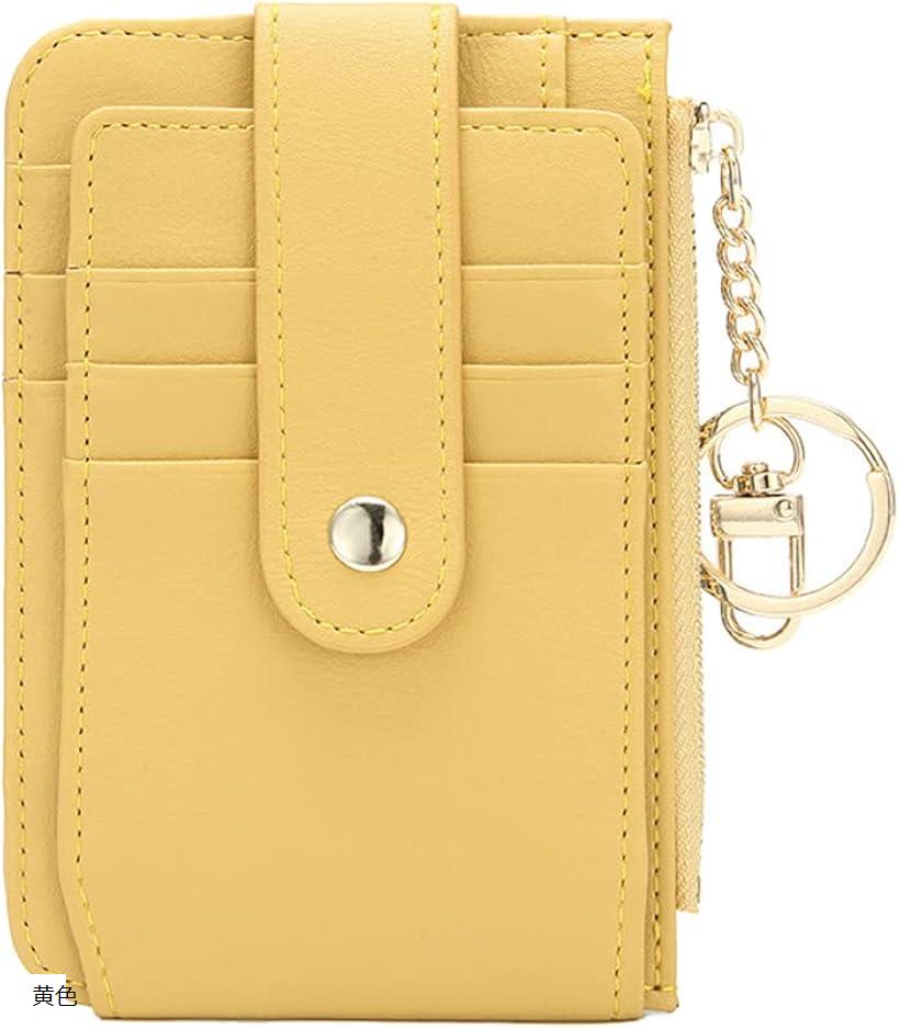 パスケース コインケース 定期入れ リール付き カードケース 薄型 財布 レディース 黄色 (黄色)