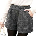 【楽天ランキング1位入賞】スロウアンドメロウショートパンツ チェック柄 ウエストゴム レディース 短パン M グレー (グレー, M)