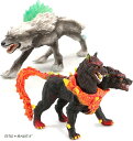 神話フィギュア スノーウルフ ヘルハウンド モンスター 人形 6+ 白ウルフ+赤ヘルハウンド(ホワイト)