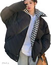 ニブンノイチプラス ブルゾン ジャケット コート キルティング チェック レディース 黒(ブラック, L)