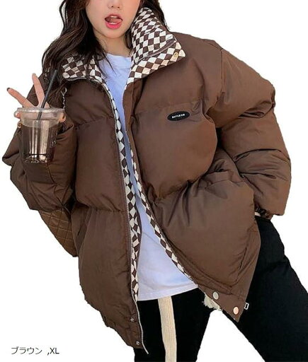 ニブンノイチプラス ブルゾン ジャケット コート キルティング チェック レディース 茶(ブラウン, XL) ニブンノイチプラス ブルゾン ジャケット コート キルティング チェック レディース 茶(ブラウン, XL)