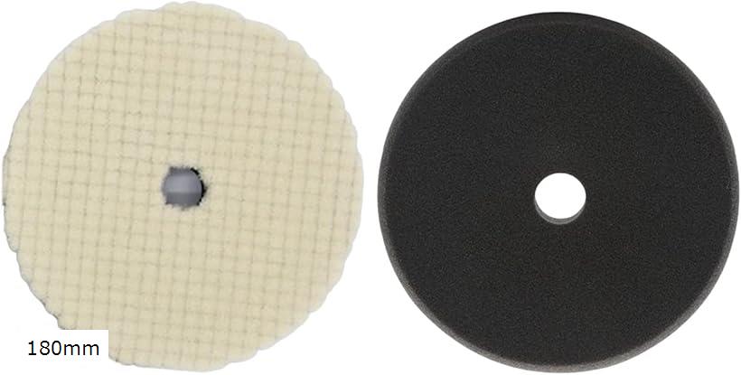 車磨き用 ウールバフ 中目 仕上げ用 スポンジバフ 細目 セット ポリッシング 電動 ポリッシャー 180mm ..