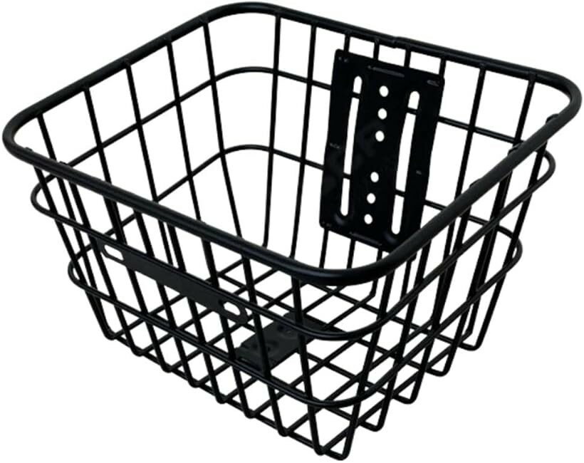 自転車 カゴ 前部収納 フロントバスケット ブラック 軽量 金属 角型 小型 マウンテンバイク対応 クロスバイク 通勤車 子供用 大人用 (ブラック, 普通)