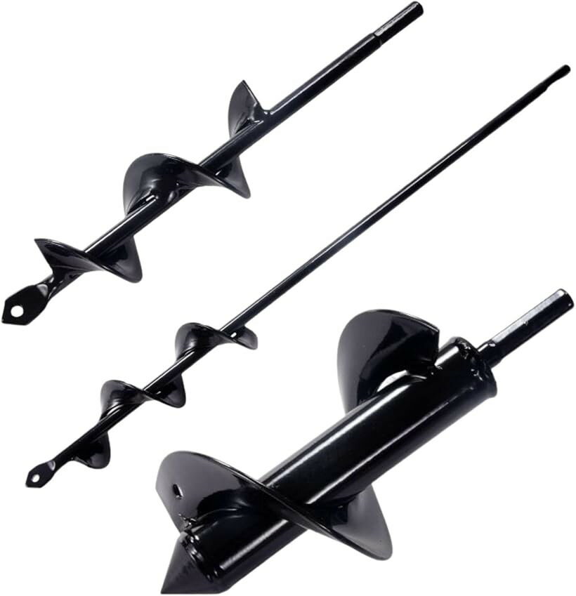 園芸用アースドリル オーガードリル 穴掘り 穴あけ器 支柱設置 家庭菜園 DIY 農業 3サイズセット (黒色)