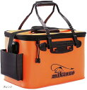 バッカン 40cm 23L 釣り バケツ いけす バッグ EVA製 大容量 ポケット付 折りたたみ 泳がせ釣り 磯遊び 防災用 農作業 キャンプ(オレンジ)
