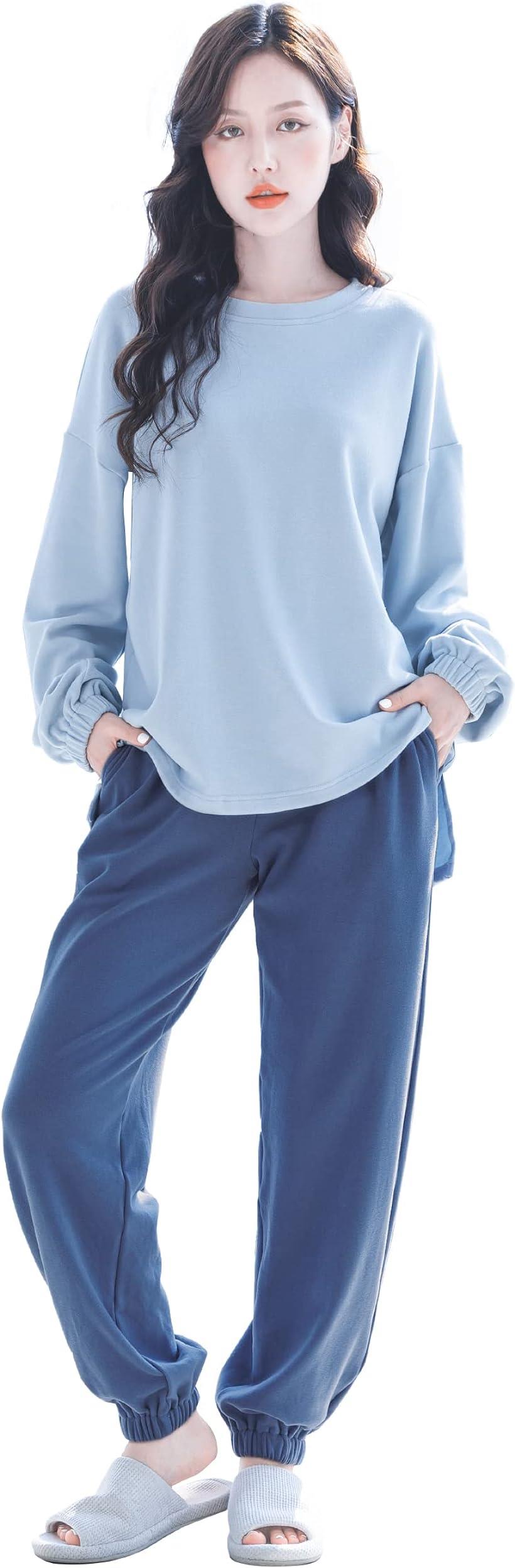 母の日 ルームウェア パジャマ 部屋着 レディース 上下セット 長袖 暖かい 可愛い 春 秋 冬 肌に優しい ブルー( 502_ブルー, XL)