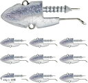 Ken R ケンアール シーバス ジグヘッド ルアー 重り オモリ 淡水 青物 海釣り(シルバー, 21g x 10個)