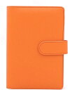 システム手帳 バイブルサイズ 6穴リング 月間罫線 リフィル付属 カードポケット ペンホルダー搭載( オレンジ色, A6)