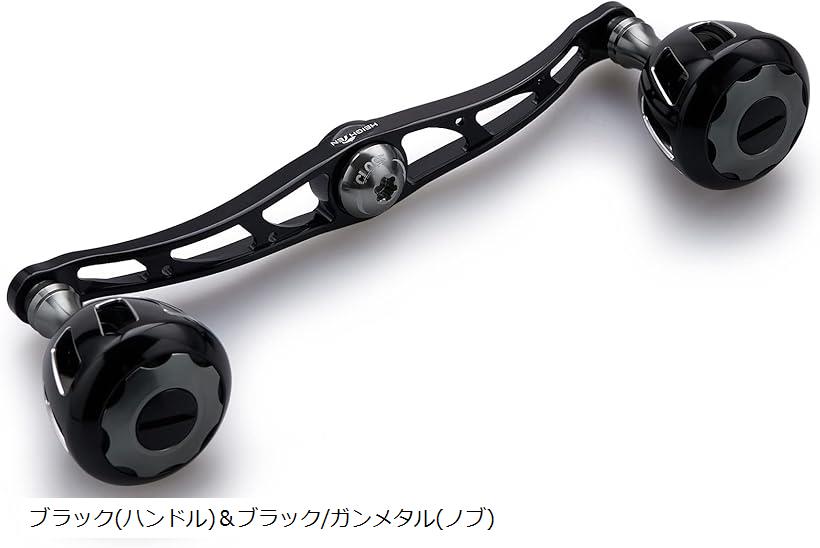 130mm リール ハンドル 32mmノブ搭載 シマノ ダイワ アブガルシア 通用 ベイトリール Wheel Series ブラック＆ガンメタル 527(ブラック(ハンドル)＆ブラック/ガンメタル()