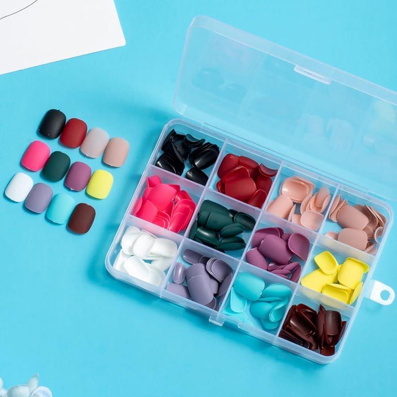 ネイルチップ ショート ケース付 シンプル おしゃれ(ラウンドSマット)