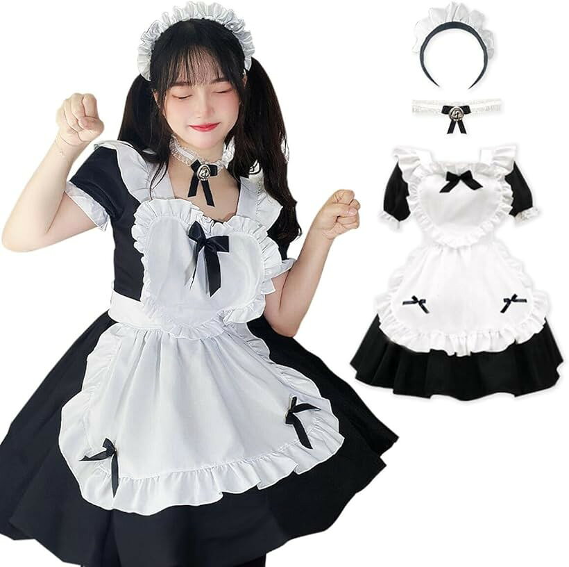 バリエーションコード : 2b9t2r8x5n商品コード2b22k2p2i9商品名メイド服 コスプレ カチューシャ チョーカー ハロウィン MブランドWonderfallカラーブラックサイズ等M「かわいさ抜群」ハート型のエプロンがかわいいメイド服です。「お得な4点セット」ドレスとエプロンに加えて、カチューシャ、鈴付チョーカーの4点セットとなります。「様々なシーンで活躍」ハロウィンの仮装やメイド喫茶やコンカフェでのお仕事、ちょっとしたパーティやイベントにおすすめです。「お願い」生地へのダメージを軽減するため手洗いをお勧めします。洗濯機をご利用の際はネットを使用してください。開封直後はポリエステル特有の臭いがする場合があります。予めご了承ください。※ 他ネットショップでも併売しているため、ご注文後に在庫切れとなる場合があります。予めご了承ください。※ 品薄または希少等の理由により、参考価格よりも高い価格で販売されている場合があります。ご注文の際には必ず販売価格をご確認ください。※ 沖縄県、離島または一部地域の場合、別途送料の負担をお願いする場合があります。予めご了承ください。※ お使いのモニタにより写真の色が実際の商品の色と異なる場合や、イメージに差異が生じることがあります。予めご了承ください。※ 商品の詳細（カラー・数量・サイズ 等）については、ページ内の商品説明をご確認のうえ、ご注文ください。※ モバイル版・スマホ版ページでは、お使いの端末によっては一部の情報が表示されないことがあります。すべての記載情報をご確認するには、PC版ページをご覧ください。ハート型のエプロンがとってもキュートなメイド服セットになります。首元の鈴付チョーカーが周りと差をつけます。ハロウィンパーティやコスプレイベント、メイド喫茶でのお仕事にいかがでしょうか。