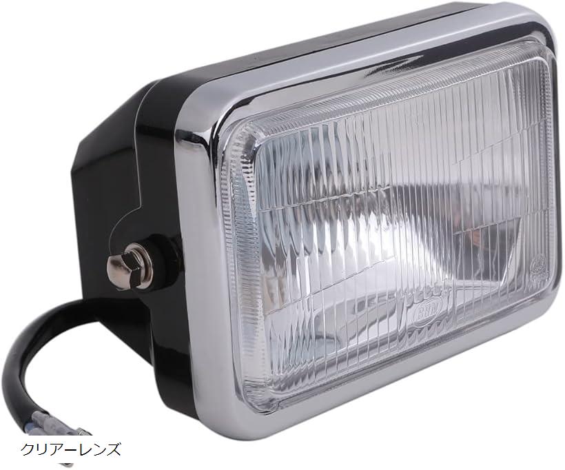 ホンダ HONDA 用 ガラス レンズ 角目 ヘッドライト TZR125 RZ125 CB125T FTR250 FT400 FT500 ヘッドランプ バイク 汎用 社外品(クリアーレンズ)